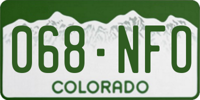 CO license plate 068NFO