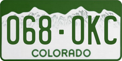 CO license plate 068OKC