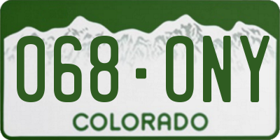 CO license plate 068ONY