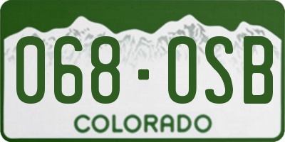 CO license plate 068OSB
