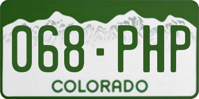 CO license plate 068PHP