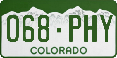 CO license plate 068PHY