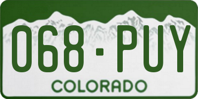 CO license plate 068PUY