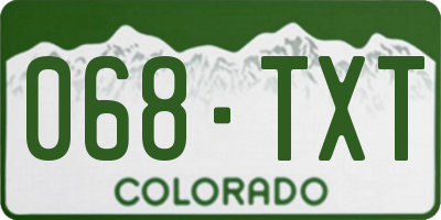 CO license plate 068TXT