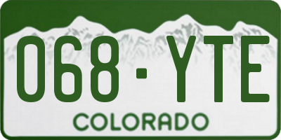CO license plate 068YTE