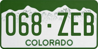 CO license plate 068ZEB