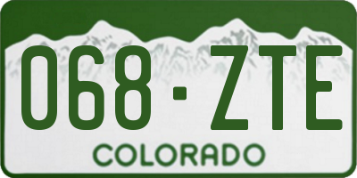CO license plate 068ZTE