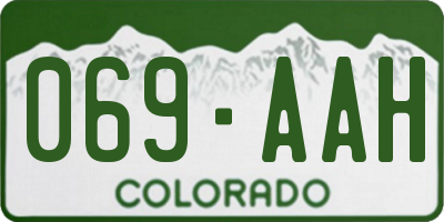 CO license plate 069AAH