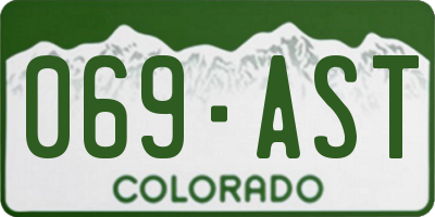 CO license plate 069AST