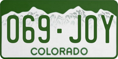 CO license plate 069JOY