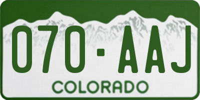 CO license plate 070AAJ