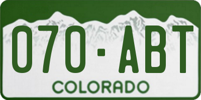 CO license plate 070ABT