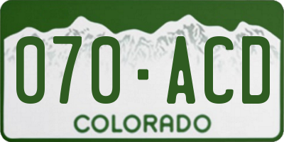CO license plate 070ACD