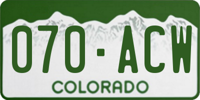 CO license plate 070ACW