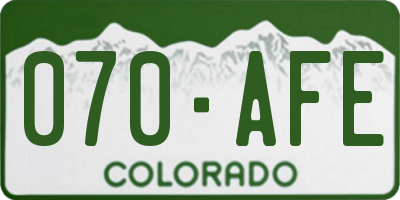 CO license plate 070AFE