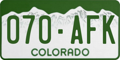 CO license plate 070AFK