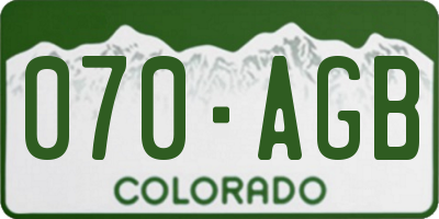 CO license plate 070AGB