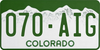 CO license plate 070AIG