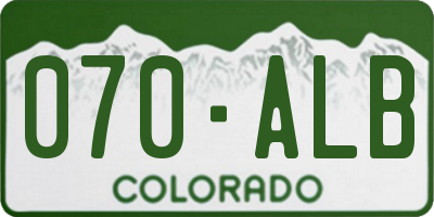 CO license plate 070ALB