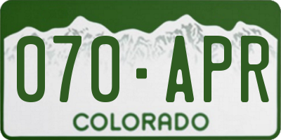 CO license plate 070APR