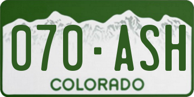 CO license plate 070ASH