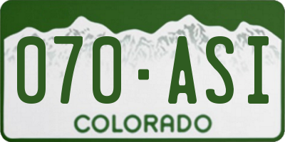 CO license plate 070ASI