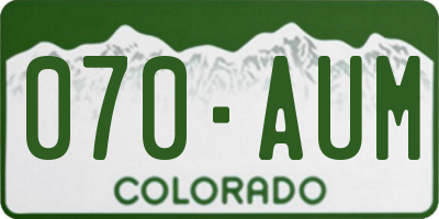 CO license plate 070AUM