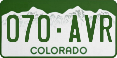 CO license plate 070AVR