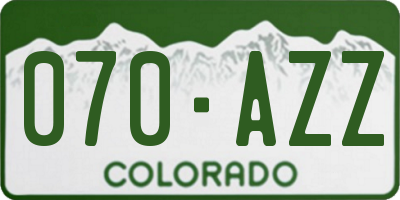 CO license plate 070AZZ