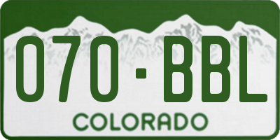 CO license plate 070BBL