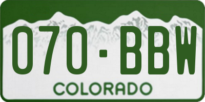 CO license plate 070BBW