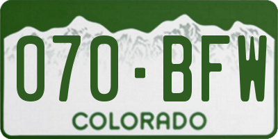 CO license plate 070BFW