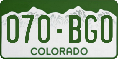 CO license plate 070BGO