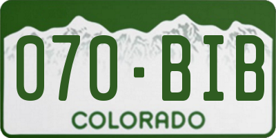 CO license plate 070BIB
