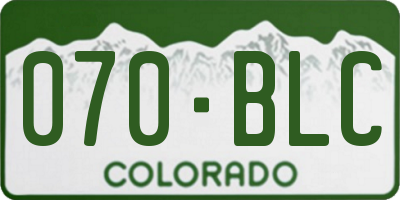 CO license plate 070BLC