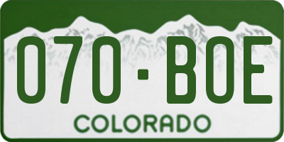 CO license plate 070BOE