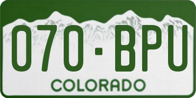 CO license plate 070BPU