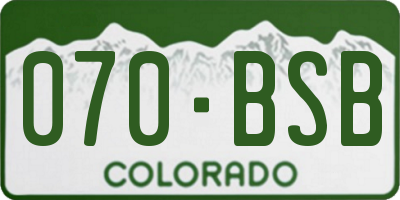 CO license plate 070BSB