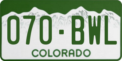 CO license plate 070BWL