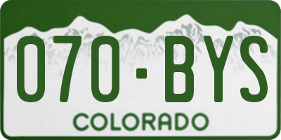 CO license plate 070BYS
