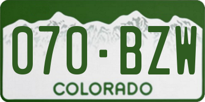 CO license plate 070BZW