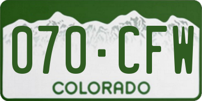 CO license plate 070CFW