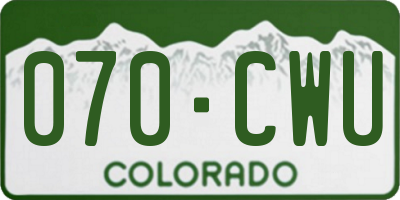 CO license plate 070CWU