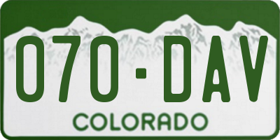 CO license plate 070DAV
