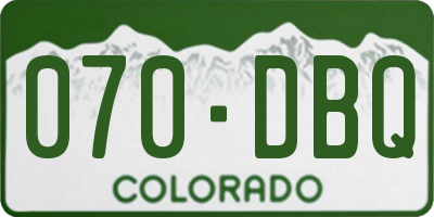 CO license plate 070DBQ