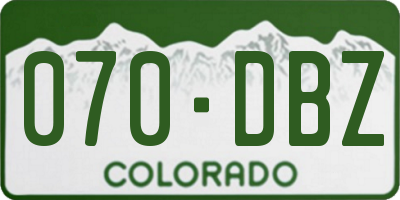 CO license plate 070DBZ