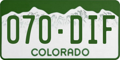 CO license plate 070DIF