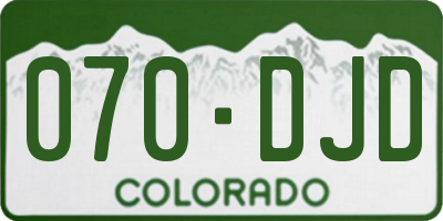 CO license plate 070DJD