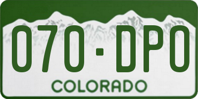 CO license plate 070DPO