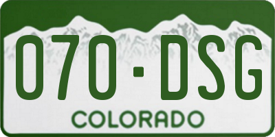 CO license plate 070DSG
